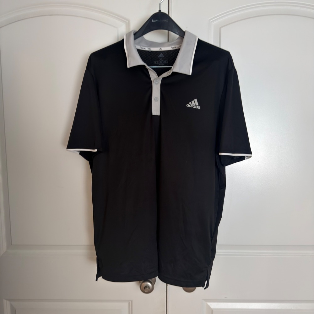 Adidas Mens Climacool Golf Polo Shirt Black Grey XL Mesh Back Performance Top